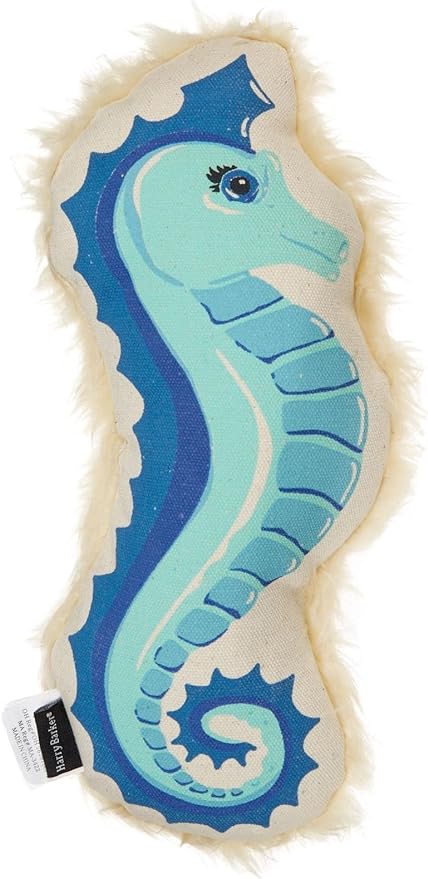 Coastal Seahorse Plush Dog Toy, Blue - Large