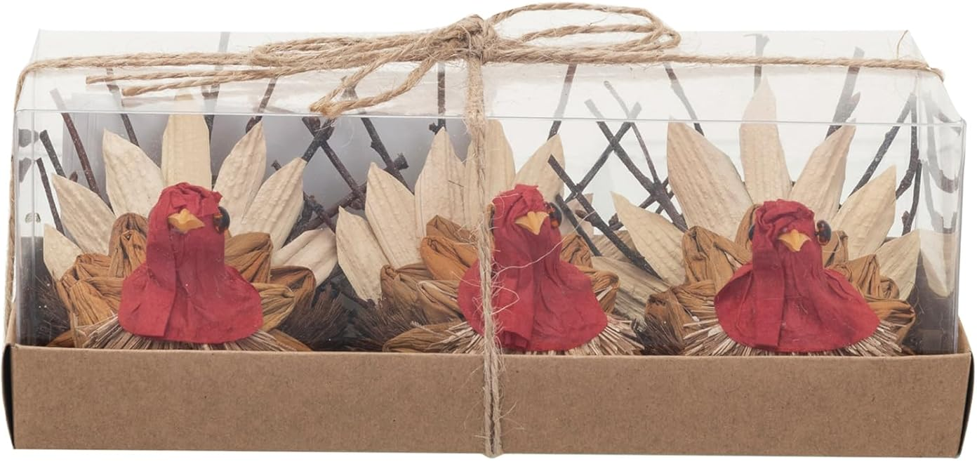Mini Corn Husk Turkey Placecard Figurines - 3 pc.