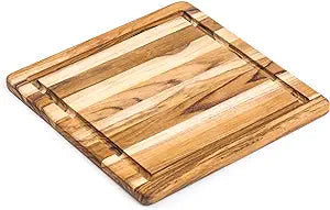 Cutting Board With Juice Canal, Teak Wood Serving Board - 12"