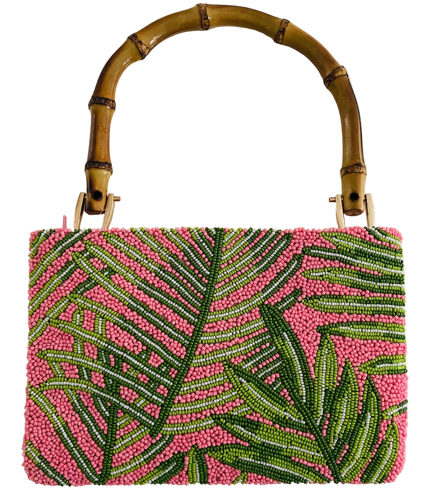 Tiana Designs Handmade Mini Beaded Purses (Bamboo Handle) - 6.5" x 9"