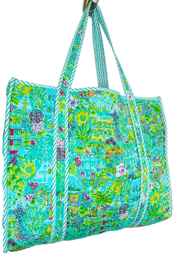 Folklore Couture Quilted Cotton Totes - 17.5" x 17.5"