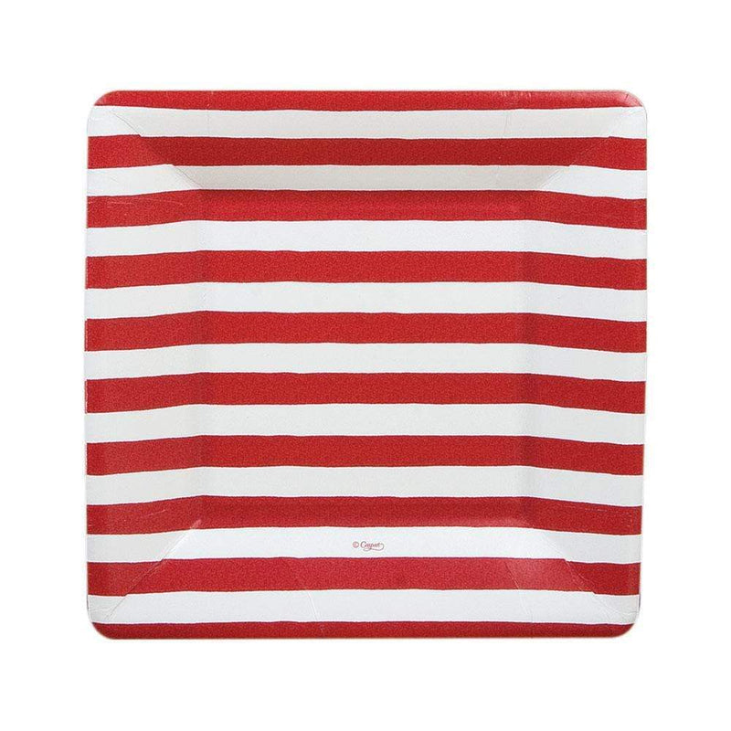 Red and White Stripe Square Paper Plates