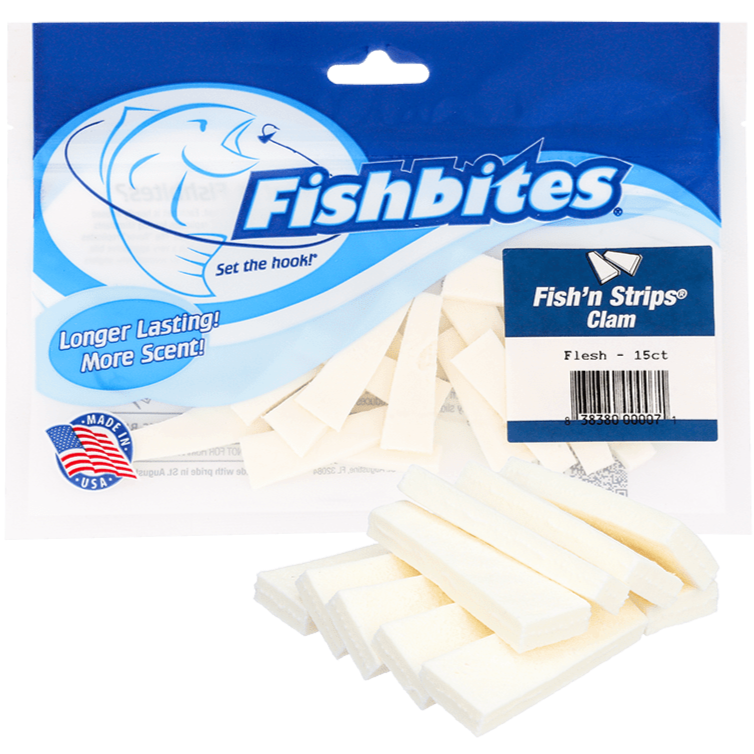 Fishbites Fish'n Strips Bait (Clam) - 15 pc.