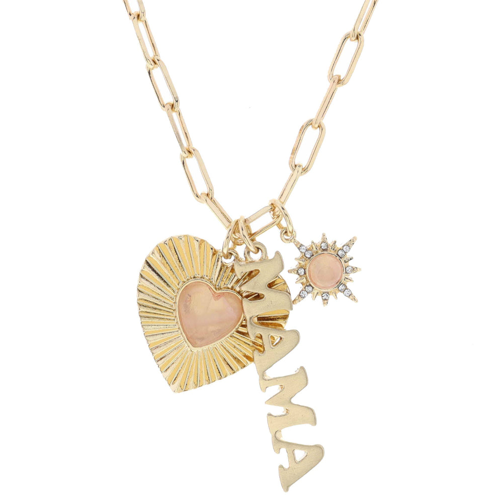 Jane Marie Gold "Mama" Heart & Starburst Necklace