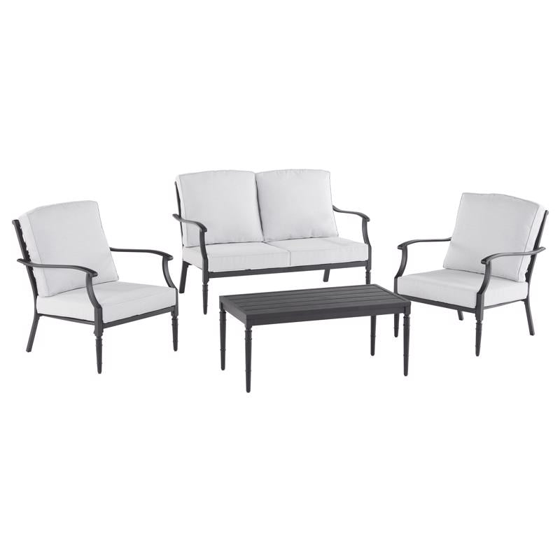 Living Accents Kinsley Loveseat Set (Black Frame / White Cushion) - 4 pc.