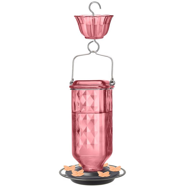 Nature's Way Rose Antique Glass Bottle Hummingbird Feeder - 23 oz.