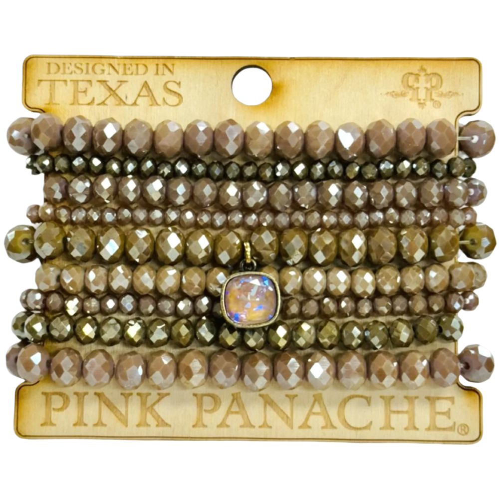 Pink Panache Nine Strand Mixed Bead Bracelets