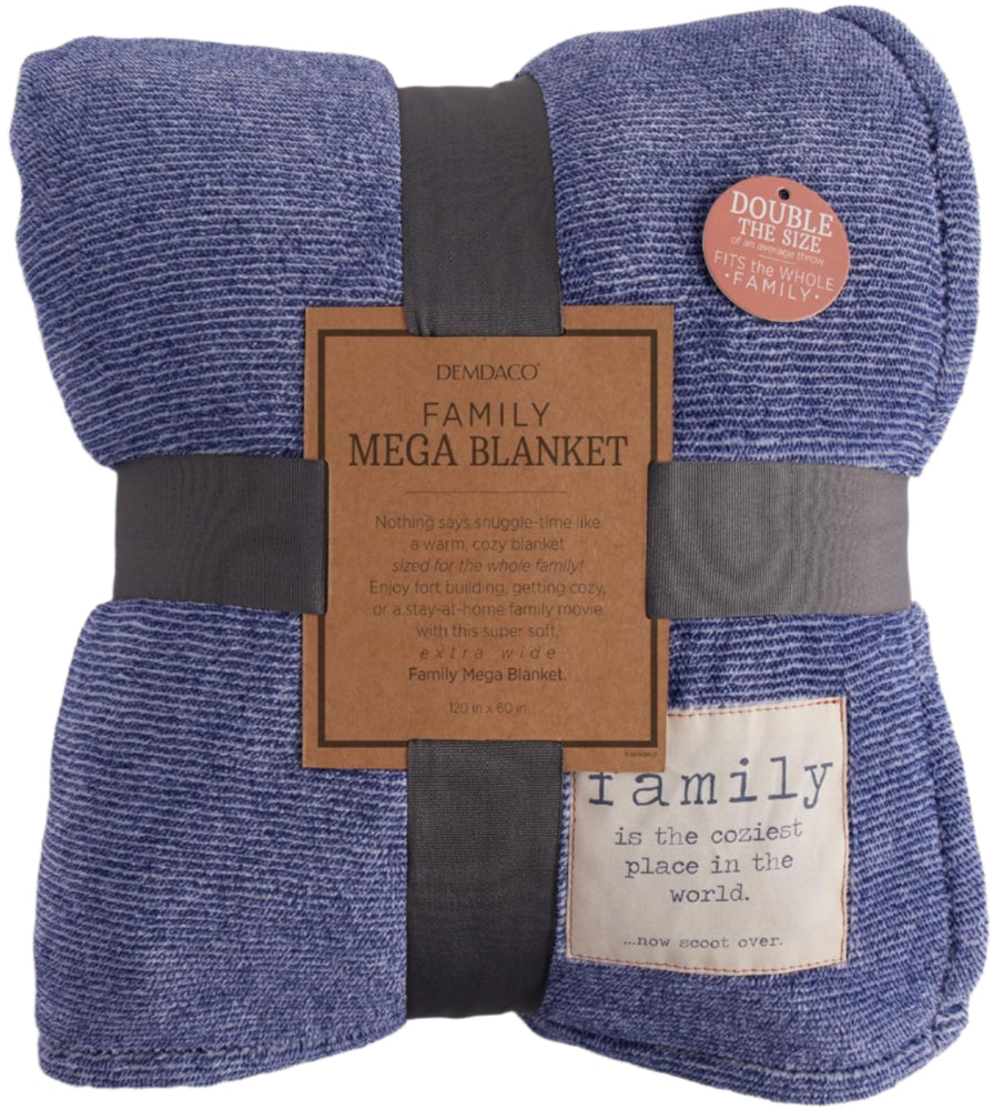Demdaco Mega-Sized Polyester Family Blanket (Blue) - 5' x 10'