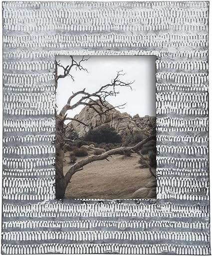 Distressed Whitewashed Metal Picture Frame - 5" x 7"