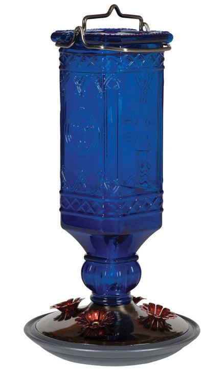 Perky-Pet Blue Antique Glass Bottle Hummingbird Feeder - 16 oz.