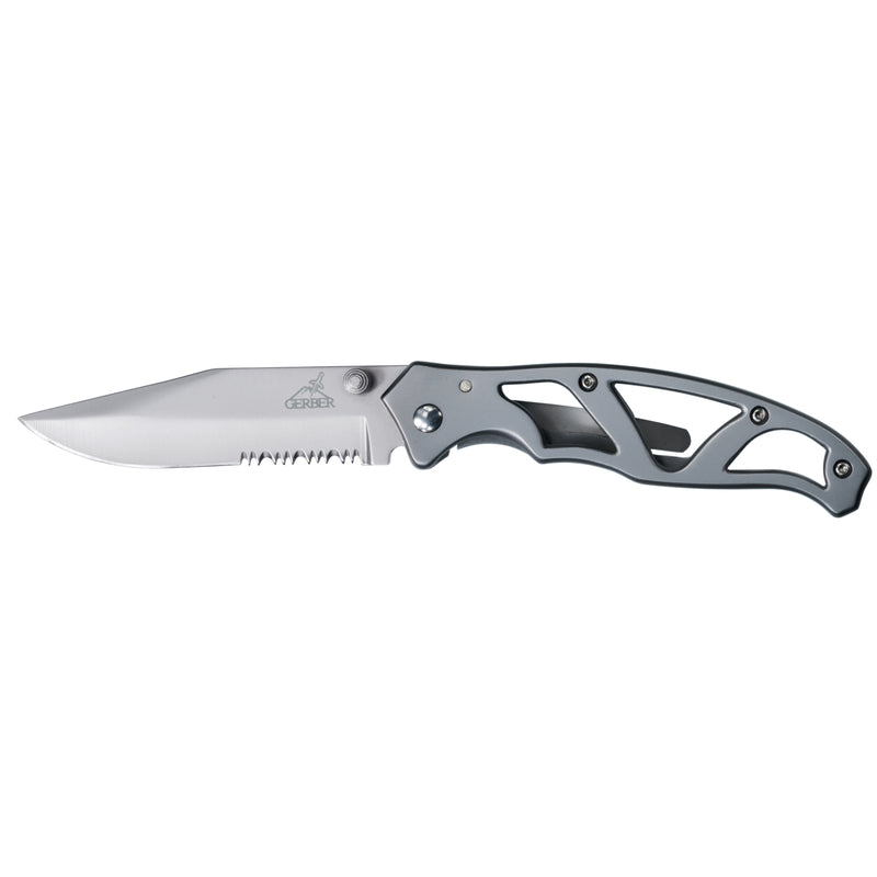 Gerber Paraframe I Serrated Folding Knife - Silver