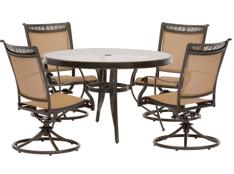 Hanover Fontana Aluminum Classic Dining Set (Brown) - 5 pc.
