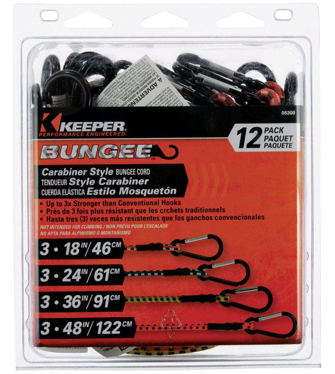 Keeper Braided Bungee Cords - Carabiner Clip