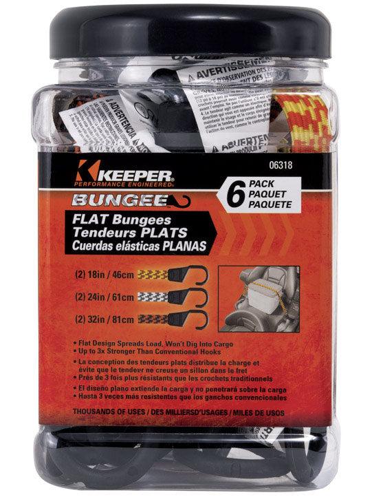 Keeper Braided Flat Bungee Cords - Steel Core Hook