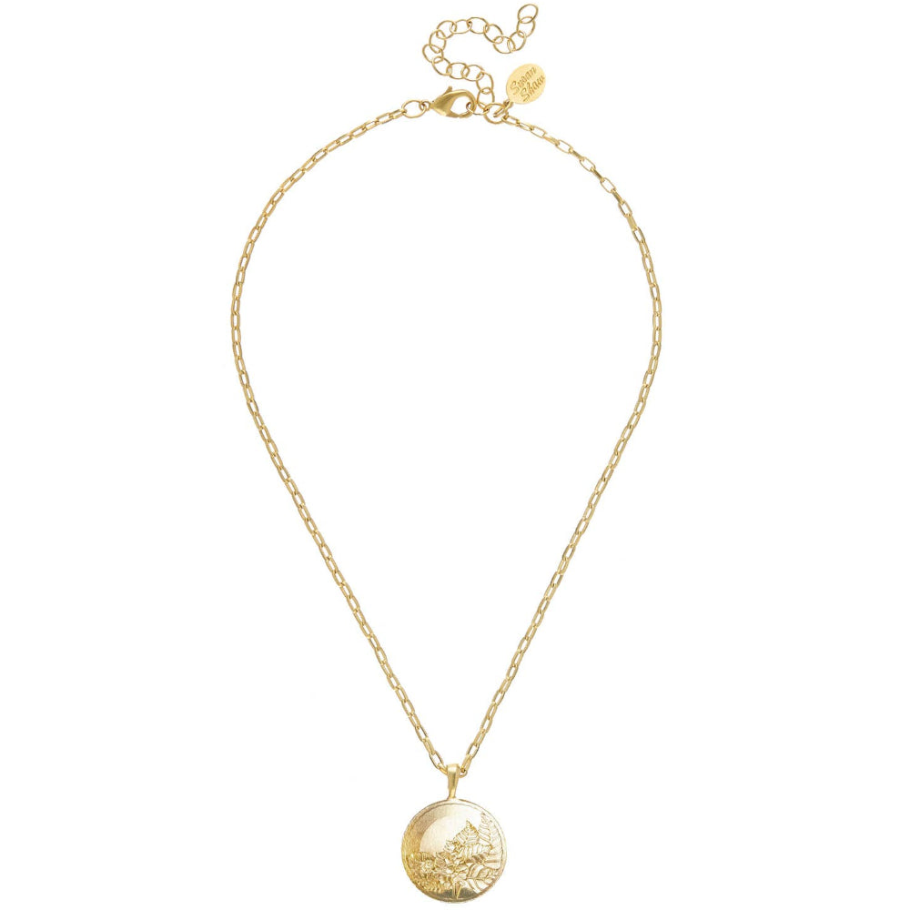 Susan Shaw Gold Tobacco Leaf Pendant Chain Necklace