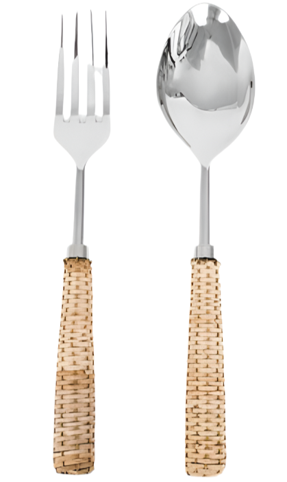 Basketweave Handle Salad Serving Spoon & Fork - 2 pc.
