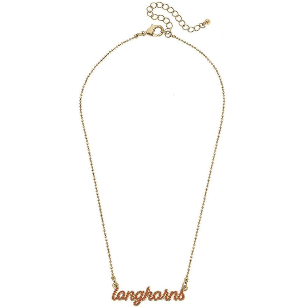 Canvas Style Texas Longhorns Enamel Script Necklace