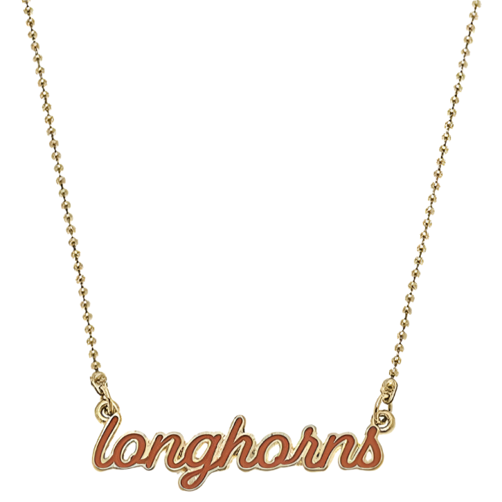 Canvas Style Texas Longhorns Enamel Script Necklace