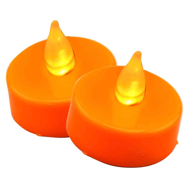 Flameless LED Jack-O-Lantern Tea Lights - 2 pc.
