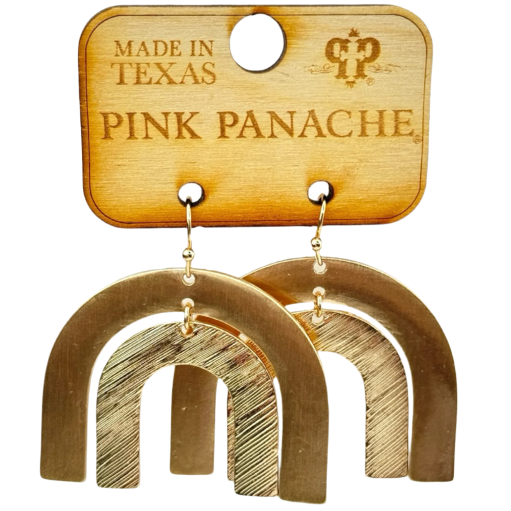 Pink Panache Double Metallic Arch Earrings
