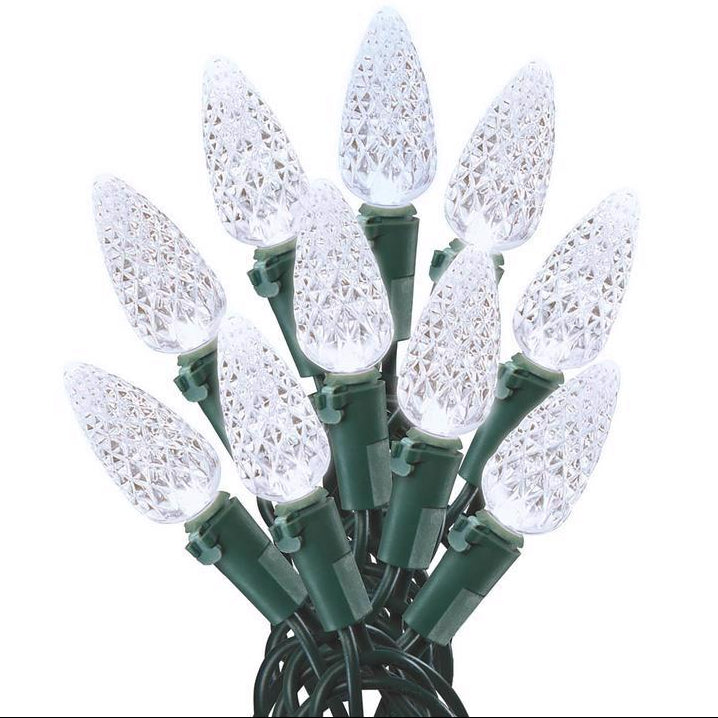 Celebrations LED Faceted C6 Christmas Lights - 24.5' (100 Lights)