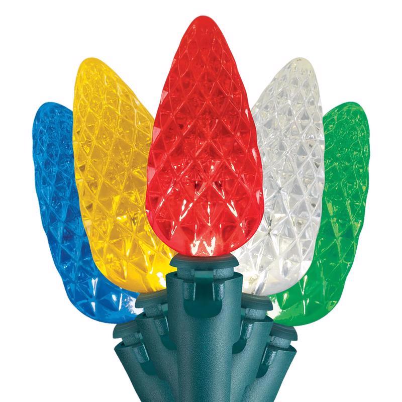 Celebrations LED Battery-Operated Faceted C6 Christmas Lights - 16' (50 Lights)