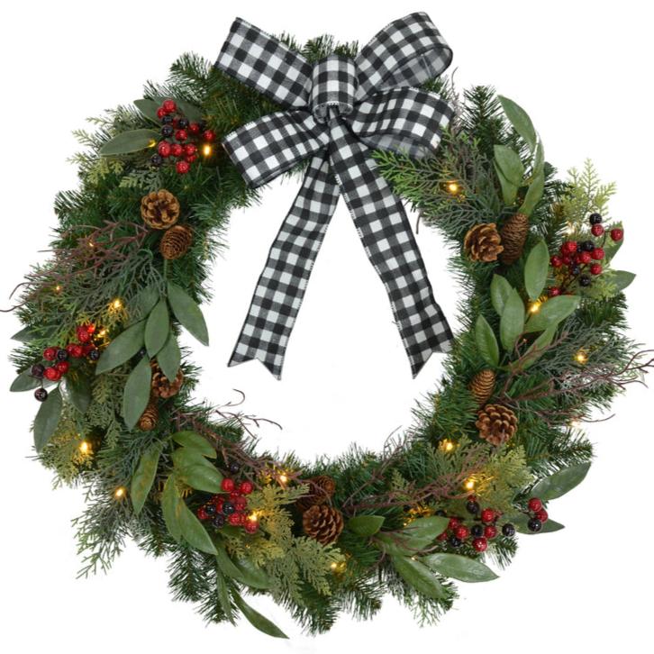 Celebrations LED-Lighted Faux Pine Wreaths