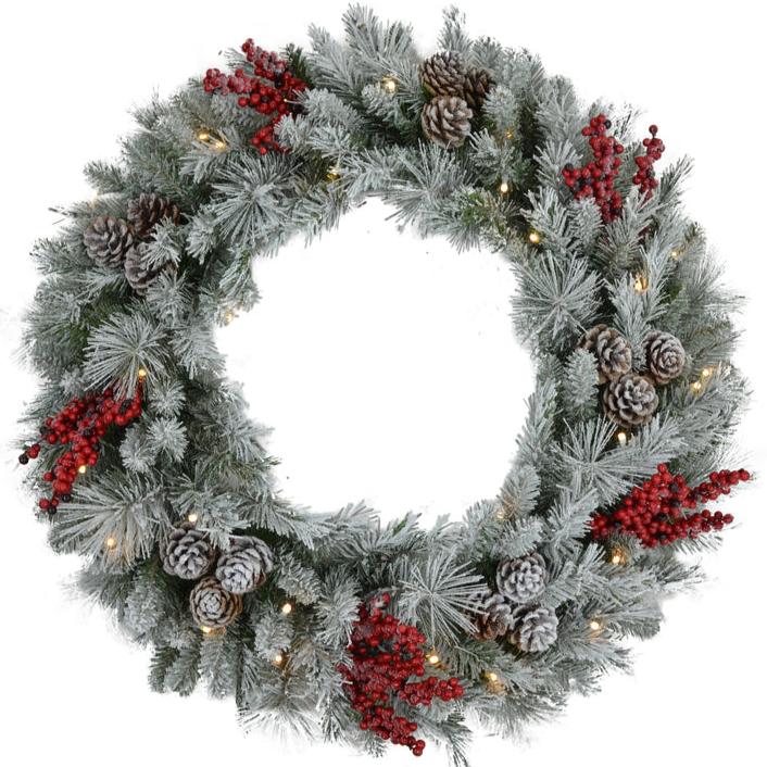 Celebrations LED-Lighted Faux Pine Wreaths