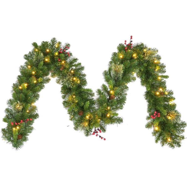 Celebrations LED-Lighted Faux Pine Garlands - 9' (50 Lights)