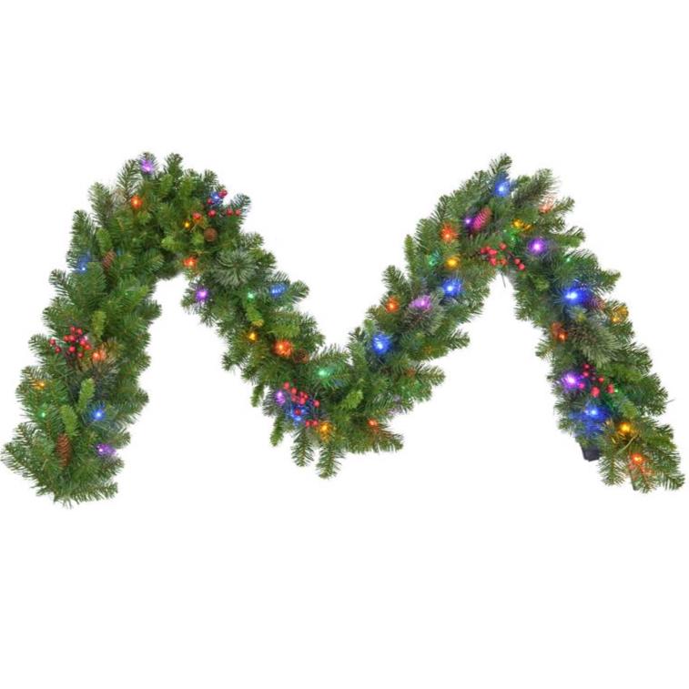 Celebrations LED-Lighted Faux Pine Garlands - 9' (50 Lights)