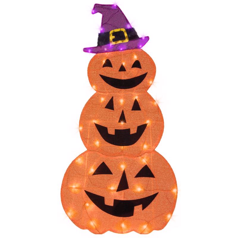 Light-Up Orange LED Jack-O-Lanterns Yard Decoration - 4'