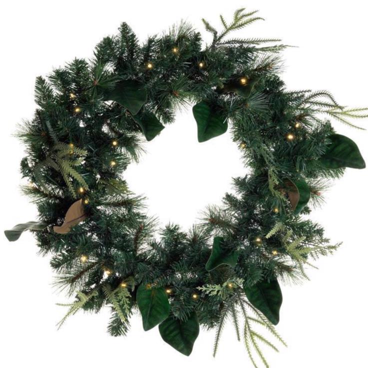 Celebrations LED-Lighted Faux Pine Wreaths
