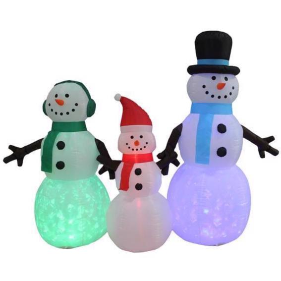 6' Inflatable Light-Up Snowman Family