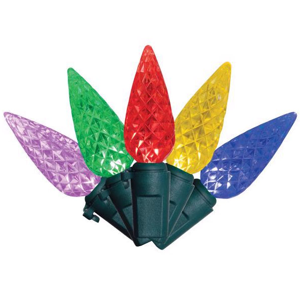 Celebrations Classic LED Faceted C6 Christmas Lights - 24.75' (100 Lights)