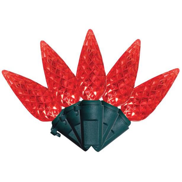 Celebrations Classic LED Faceted C6 Christmas Lights - 24.75' (100 Lights)