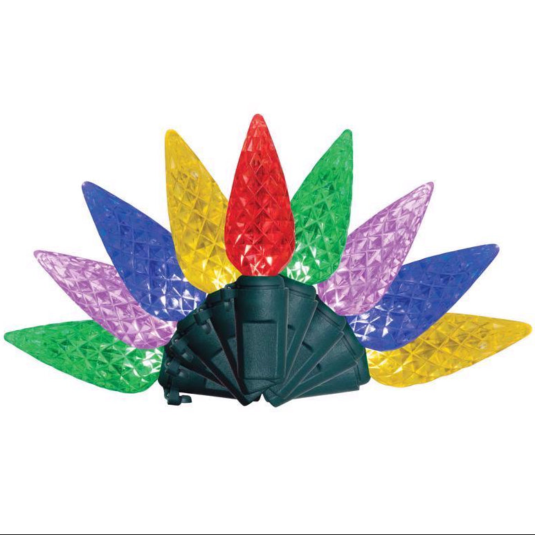 Celebrations Classic LED Faceted C6 Christmas Lights - 74.5' (300 Lights)