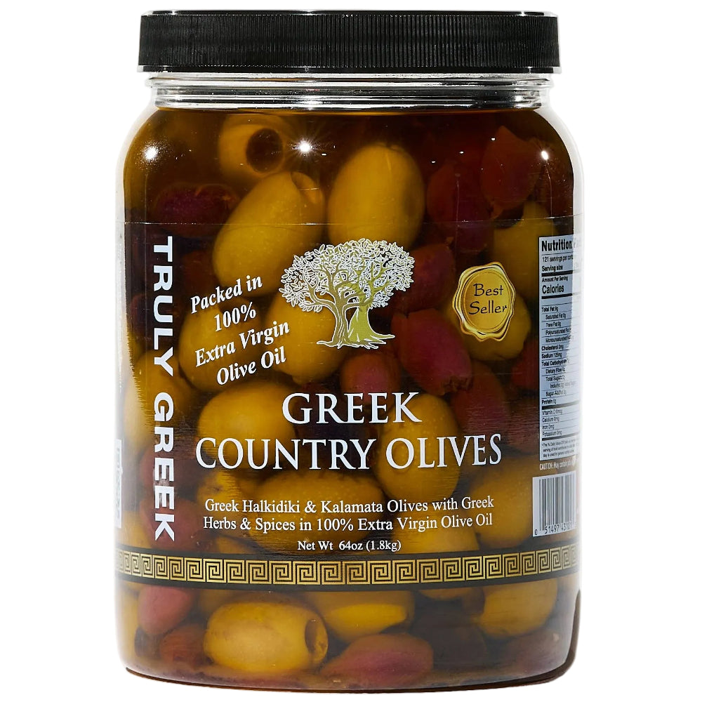 Truly Greek Gourmet Jarred Whole Country Olives (Mixed) - 34 oz. & 64 oz.