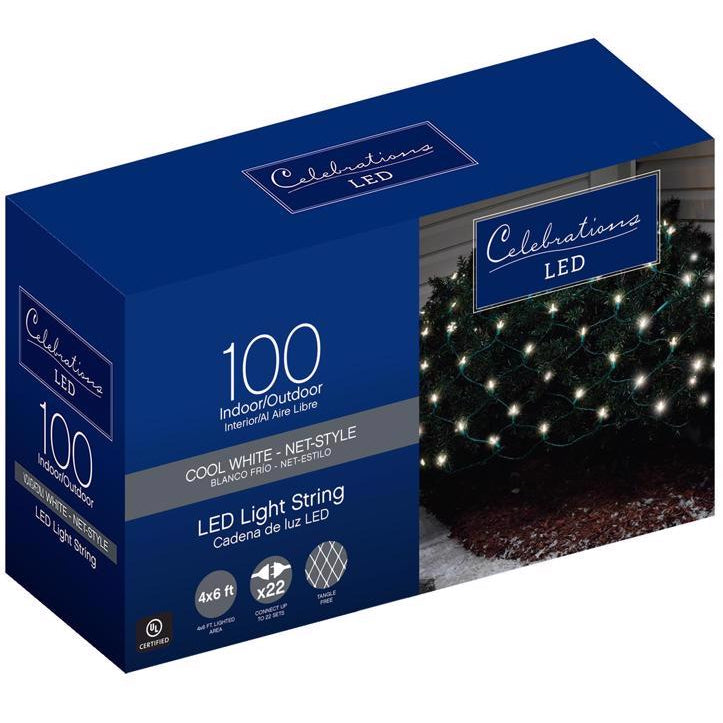 Celebrations LED Net-Style Christmas Lights - 4' x 6' (100 Lights)