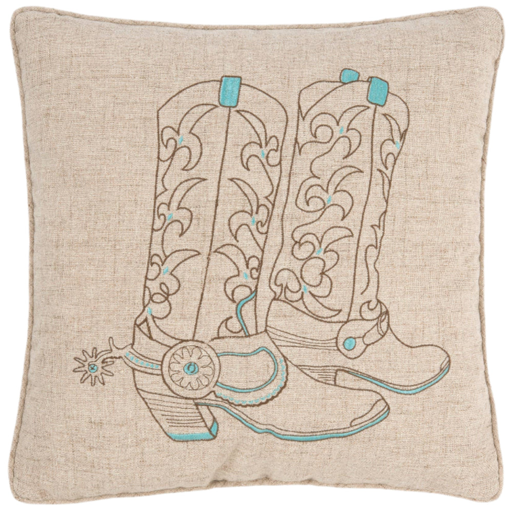 Embroidered Cowboy Boots Throw Pillow - 18" x 18"