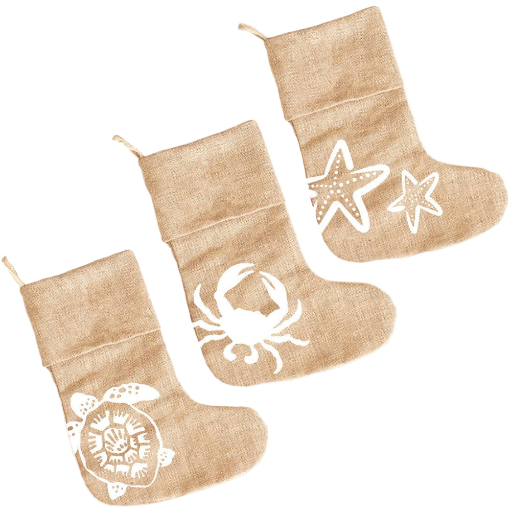 Viv & Lou Burlap Nautical Christmas Stockings - 16"
