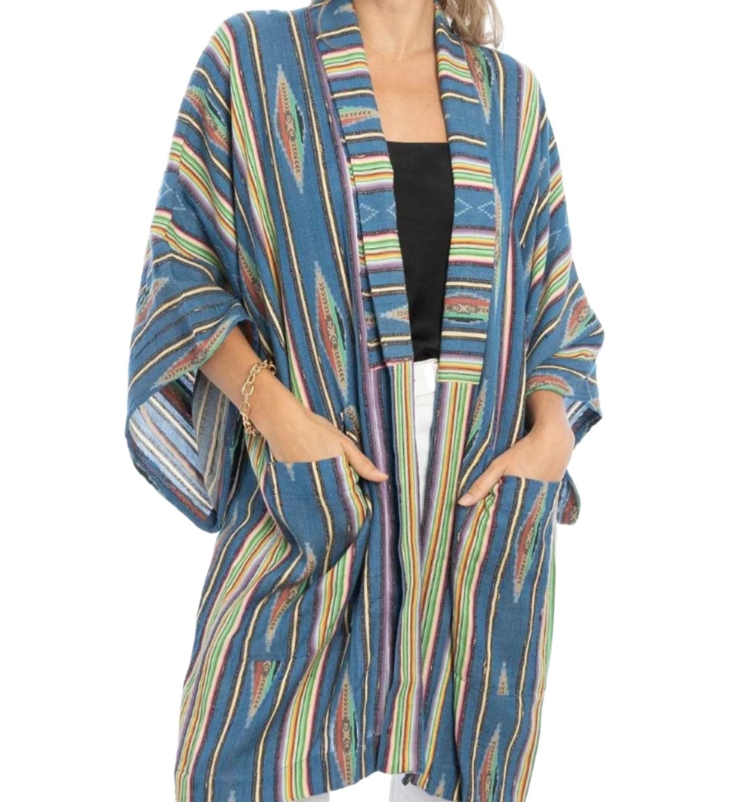 Ikat Striped Kimono Jacket