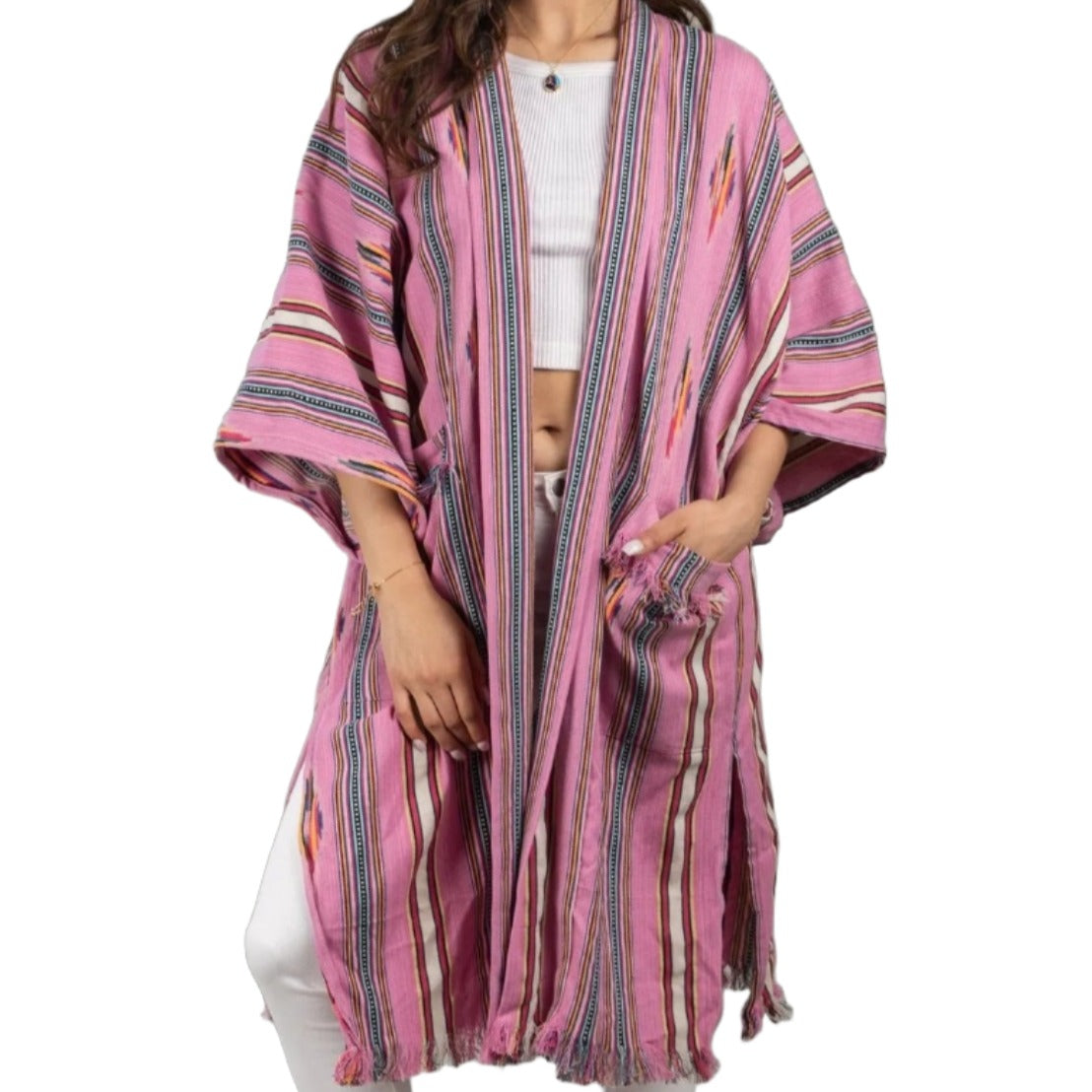 Ikat Striped Kimono Jacket