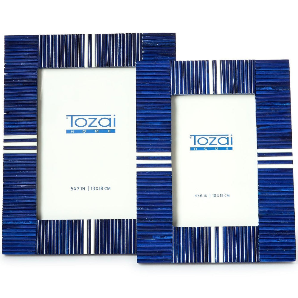 Tozai Simply Blue Stacks & Stripes Resin Photo Frames
