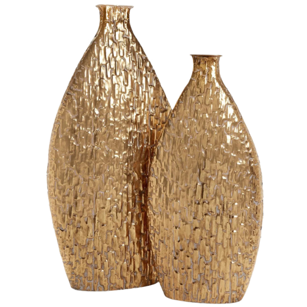 Oval Textured Metal Dry Vases