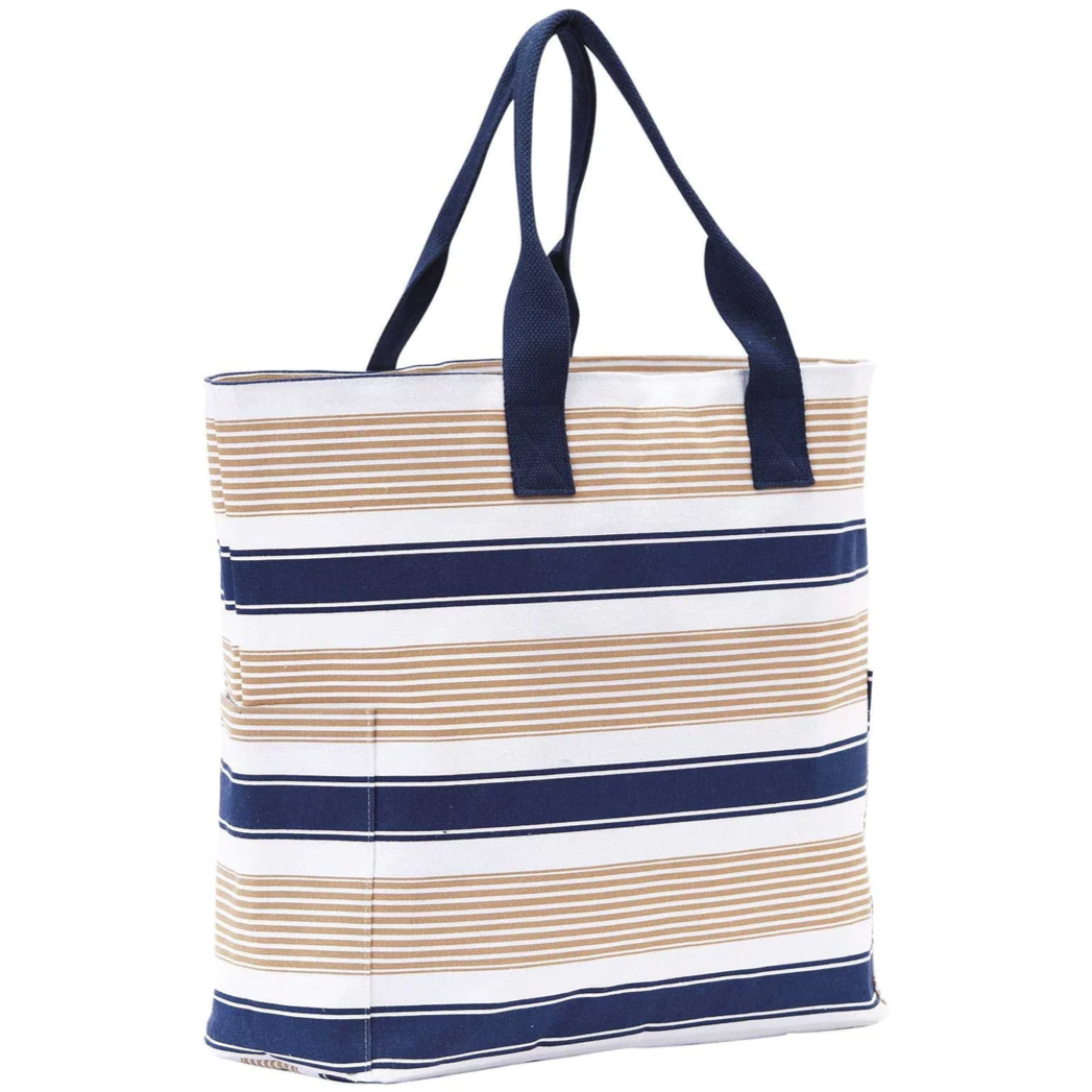 RockFlowerPaper Neutral Stripe Classic Carryall Tote