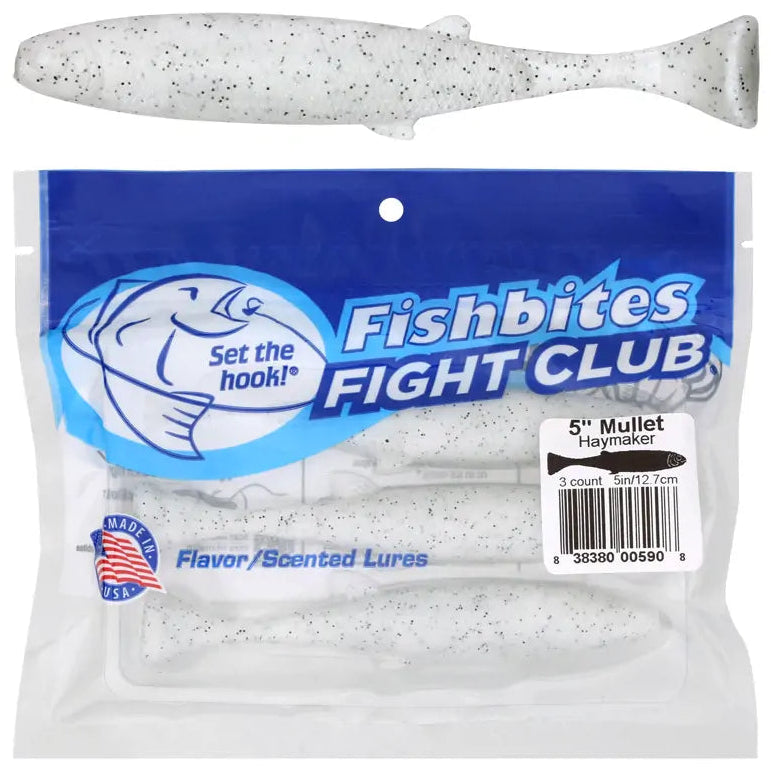 Fishbites Fight Club Mullet Scented/Flavored 5" Lures - 3 pc.