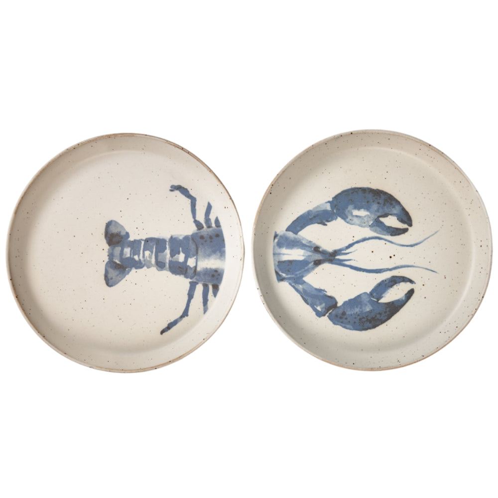 Blue & White Stoneware Lobster Appetizer Plate Set - 2 pc.