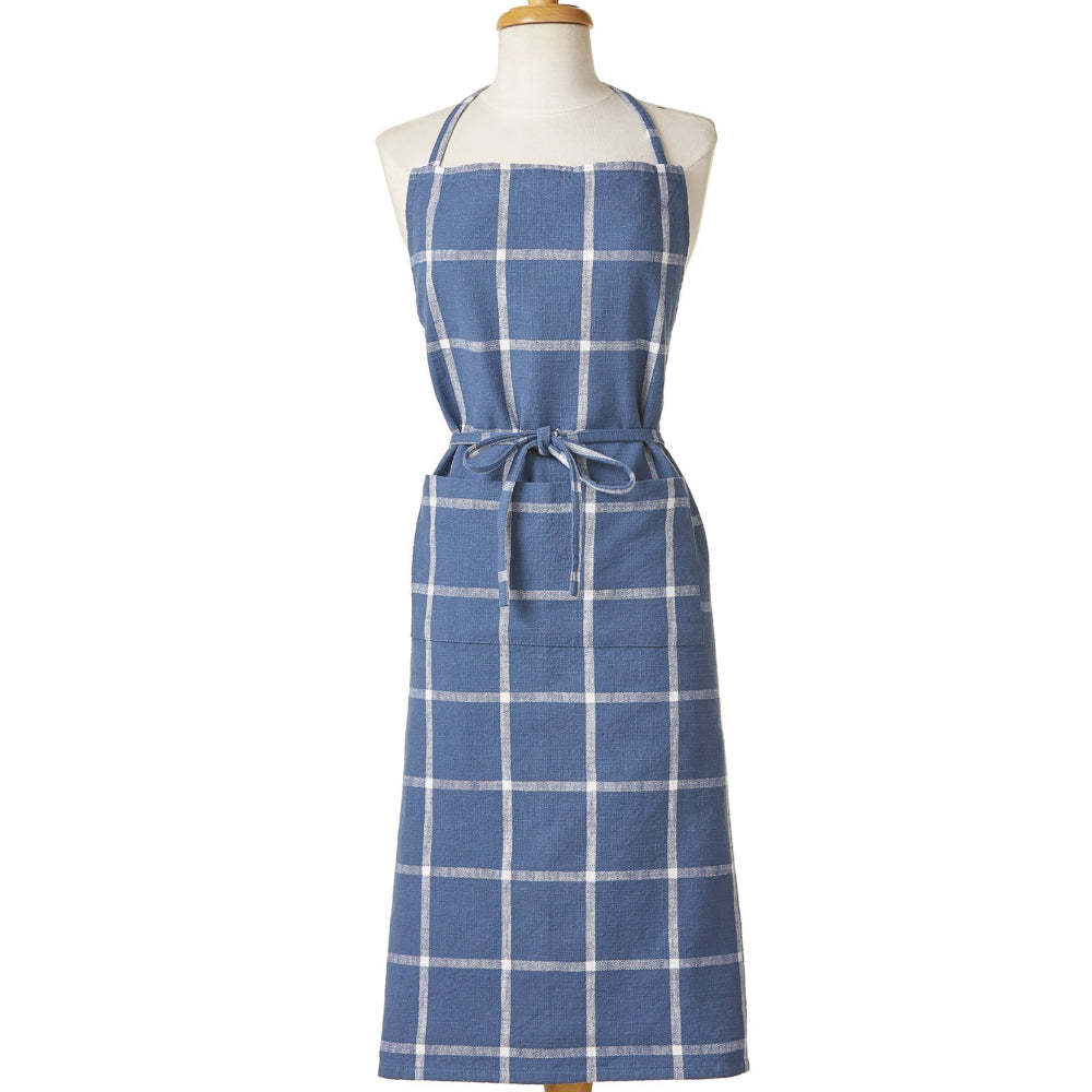 Blue Classic Cotton Slub Check Apron