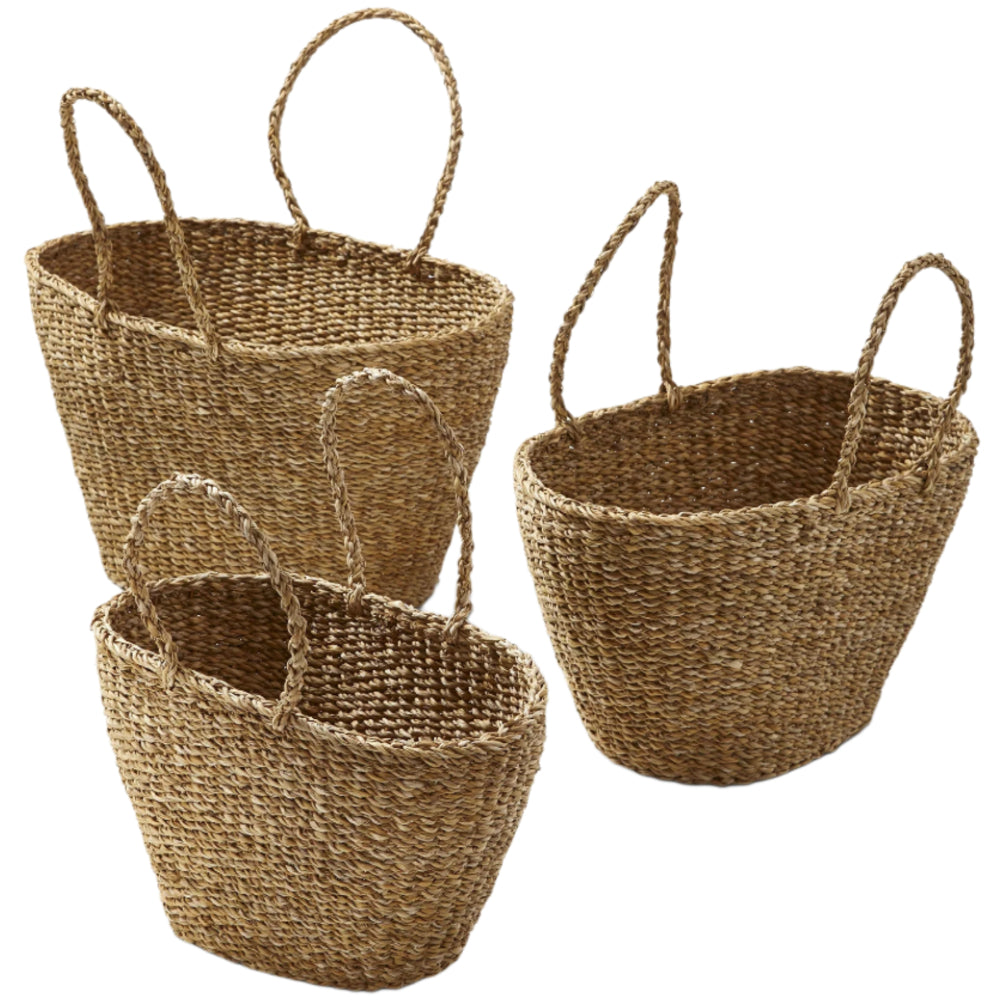 Oval Woven Seagrass Market Baskets