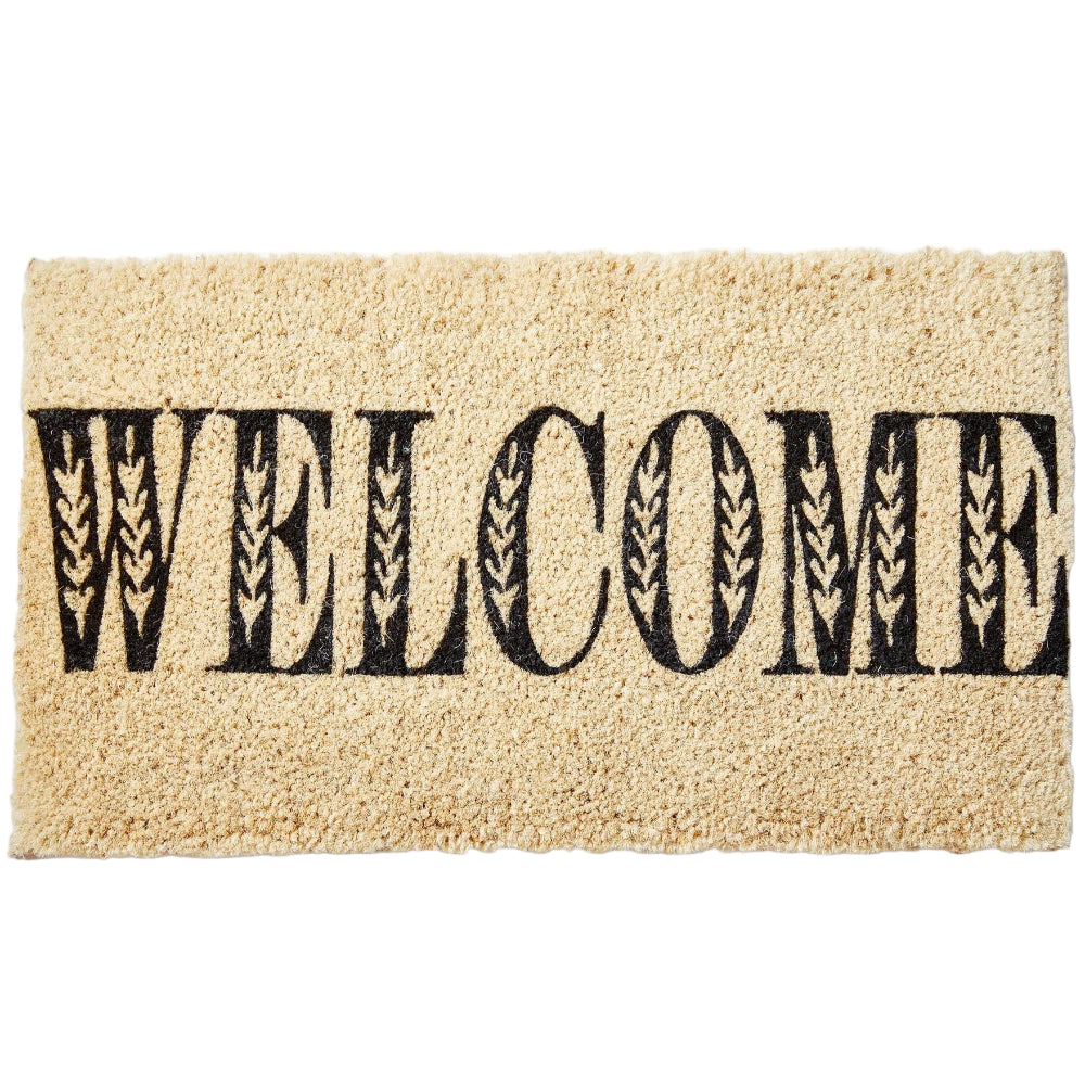 Wheat-Style "Welcome" Coir Mat - 17" x 30"